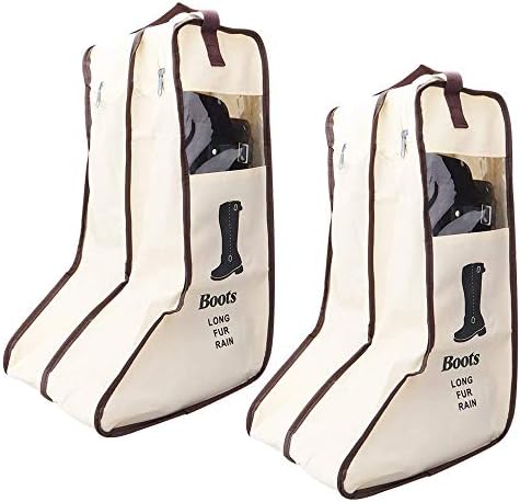 Pinklover 2 Pack Western Carry Boots and Shoe Bag Travel Organizer, Portable Waterproof Boots and Shoe Storage(White&Tall Size)