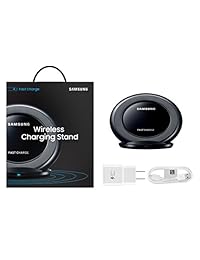 Cargador inalámbrico Samsung de carga rápida, con cargador tradicional de corriente (versión de Estados Unidos), Base, Negro