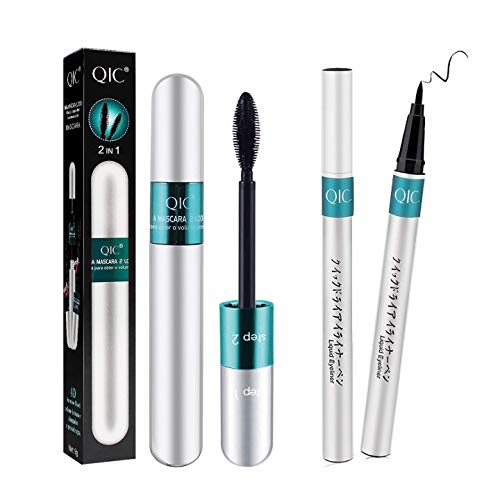 4D Silk Fiber Lash Mascara & Fiber 2in1 Set，Liquid mascara + eyeliner