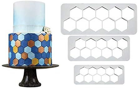 LiangGui Hexagonal DIY Baking Geometry Fondant Printing Mold Cookie Cutting 3 Pcs