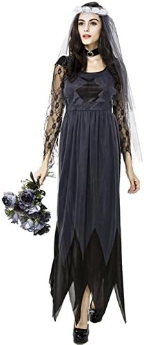 Amazon Co Jp Sxyハロウィンコスチューム女性のレースシフォンブラックドレスの幽霊花嫁衣装コスプレゲーム制服 サイズ M バスト 76センチメートル ウエスト 70センチメートル 服ロング 141センチメートル Zhangpopoqiye 家電 カメラ