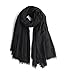 MolVee Unisex Linen Scarf Solid Color Sunscreen Shawl Large Beach Towel (Black)