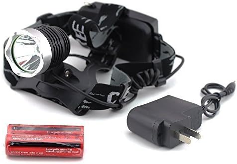 CREE XML T6 LED Headlight Headlamp Torch Flashlight 1600lm + 2 x Rechargeable 18650 Battery, Waterproof Design by Tesson