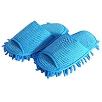1 Pair Dust Floor Cleaning Slippers Cleaner Grazing Slippers House Bathroom Floor Cleaning Mop Cleaner Slipper Lazy Shoes Cover Microfiber Blue