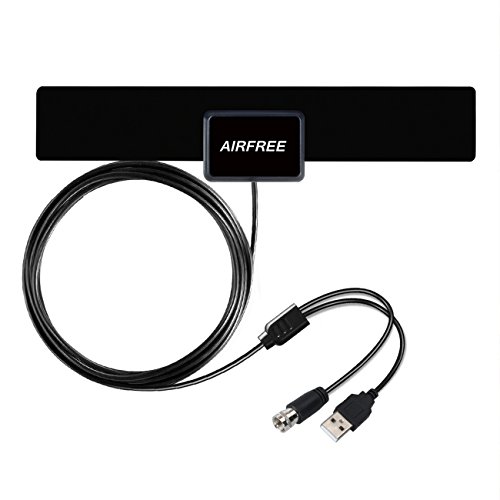 AIRFREE HD Indoor Antenna 50 Miles Range Digtial TV HDTV Antenna USB Power Supply - 10ft Coax Cable