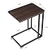 VASAGLE End Table, C Shaped TV Tray with Metal Frame Rolling Casters, Industrial Side Table for Living Room Bedroom, 19.7 x 13.8 x 23.6 Inches, Dark Walnut and Black