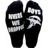 EPIC SOCKS - Where we droppin boys? - Novelty Gamer socks - Black on white Ankle socks kids boys video gamer Gaming funny