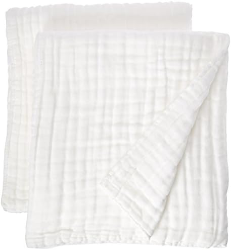Primebabe 6 Layers Baby Bath Towel, Cotton Soft Cozy Swaddle Blanket, White, 2 Pack