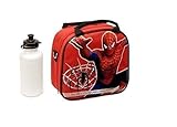 New Marvel Spider-man Lunch Box Bag with Shoulder Strap and Water Bottle!! Red