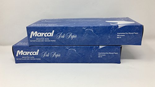 Marcal Deli Wrap Interfolded Wax Paper. Dry Waxed Food Liner Master Size 12 Inch by 10.75 Inch. 1000 Total Sheets (2 x 500 Packs)