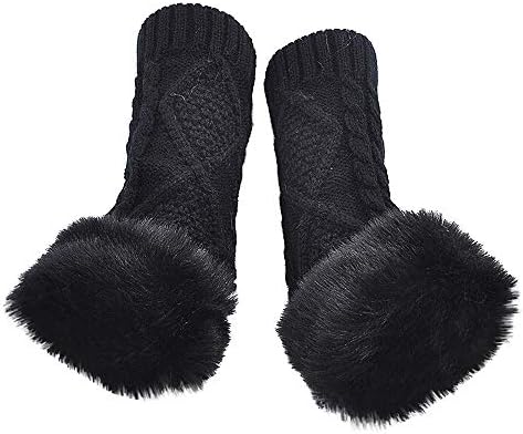 EraseSIZE Women's Winter Warm Fur Woolen Knitted Fingerless Gloves Arm Wrist Trim Gloves, Palm Protection & Gym Gloves for Weight Lifting, Training, Fitness