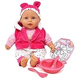 Baby Doll for Boys, Soft Body Baby Doll with Feeding Accessories Set, 16 Inch Doll with Blue Clothes, Food Plate, Bib