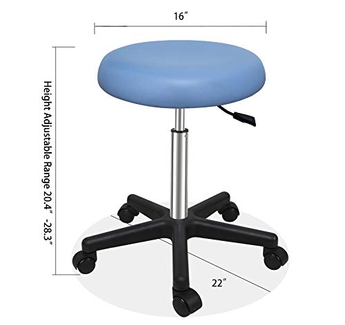Grace & Grace Professional Task Stool Chair LUX Series Extra Large Seat Rolling Swivel Pneumatic Adjustable Heavy Duty for Dentist, Shop, Office and Home