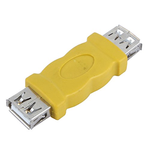 uxcell Wireless USB 2.0 Double Female Adapter Connector Yellow