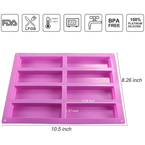 DIFENLUN Silicone Energy Bar Mold, 2 Pack 8-Cavity Rectangular Nutrition Granola Cereal Bar Maker for Chocolate Truffles, Bread Loaf, Muffin