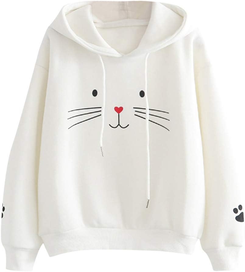 Women Hoodie Hooded O-Neck Cute Print Women's Casual Jumper Hoodies Sweatshirts Pullover Blouse Tops
