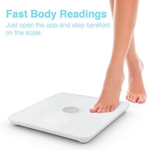 W8 Smart Body Fat Weight Scale - Digital Bluetooth Connected w/Fitness APP & Body Composition Monitor: BMI, Visceral Fat, Muscle Mass, Body Water, Calories & Bone Mass (White)