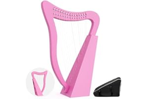 HAUKUIDT Harp,15 Metal Strings for Beginners Adults Lap Harp Instruments with Gig Bag, Tuning Wrench, Spare String, and 3 Pairs Pick (Pink)