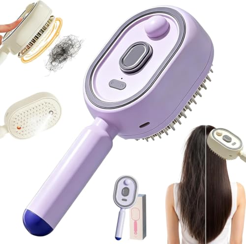 Electric Spray Air Cushion Massage Comb, Electric Steam Brush, Steam Hair Straightener Brush, For Wet & Dry Hair, Portable Home Styling Tool (1pc Purple)