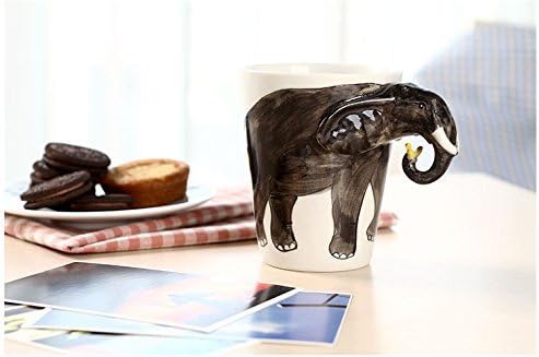 Doubleeus Hand-painted Ceramic Cups Novelty Mug, Elephant Style