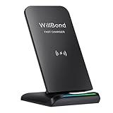 Willbond Fast Wireless Charger, 2 Coils QI Wireless Charging Stand for Samsung Galaxy S8, S8 Plus, S7, S7 Edge, S6 Edge Plus, Note 5 and Other QI-enabled Devices (No AC Adapter) (Black)