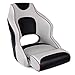 Leader Accessories Two Tone Captains Bucket Seat Boat Seat Premium Sports Flip Up Boat Seat(Light Grey/Black,Dark Red Piping)