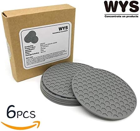 WYS Round Silicone Coaster, Washable, Suitable For All Types Of Cups, Effectively Protecting Your Table (Gray)