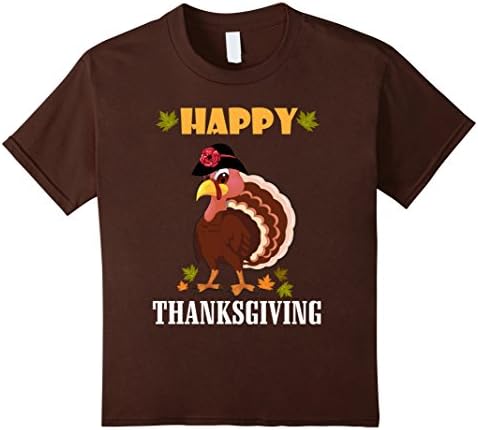 Kids Painter Turkey Costume Happy Thanksgiving Funny T-Shirt 6 Brown