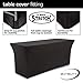 Buybility 6ft Spandex Fitted Tablecloth Premium 210 GSM Heavy Duty Weight Cover 72 x 30 Rectangular Table Black Elastic Pro 4 Way Stretch Vendor Event Trade Show Wedding Birthday Party DJ Kiosk
