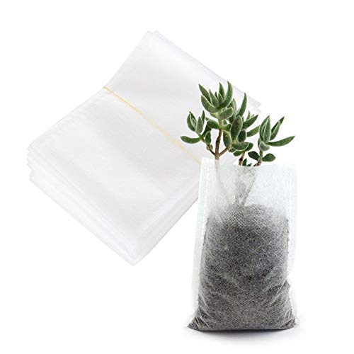 TRIEtree 200Pcs Non-Woven Nursery Bags, Large Size Biodegradable Plant Grow Bags Fabric Seedling Pots Plants Pouch for Potato, Flower, Tomato Plant Starts & Clones Home Gardening Supply