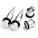 PiercingJ 4pcs 12G-00G Stainless Steel Tapers Stretcher + Ear Single-Flared Tunnel (Silver) (0g=8mm)