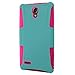 Alcatel One Touch Pop Icon 2 LTE Slim Hybrid Case, The3Knights[TM] Slim Dual Layer Hybrid Cover Case + The3Knights[TM] Touch Screen Stylus and SCREEN PROTECTOR (Teal+Hot Pink)