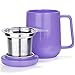 Tealyra - Peak Ceramic Purple Tea Cup Infuser - 19-ounce - Large Mug with Lid and Stainless Steel Infuser - Tea-For-One Perfect Set for Office and Home Uses - 580 milliliter