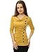 Allegra K Women's Cowl Neck Long Sleeves Buttons Decor Ruched Top Small Yellow
