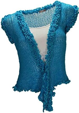 Baik Baik Crochet Dora Vest in Turquoise (One Size Fits Most, Turquoise)