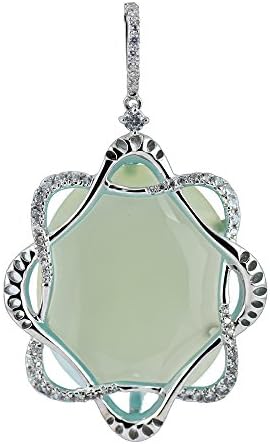Oval Cut Chalcedony and Cubic Zirconia Womens Pendant Necklace In 925 Sterling silver