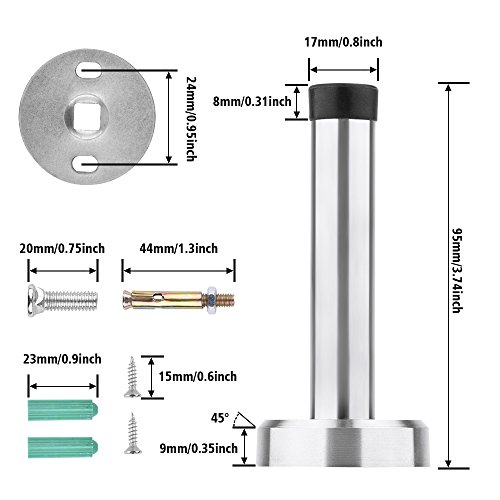 BASEIN Wall Door Stopper 6 Pack Rubber Door Bumpers Wall Amount Door Stop Brushed Finish Door Stopper Wall Protector with Hardware Screws 3.74inch