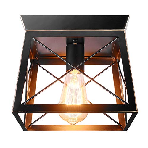 HMVPL Industrial Pendant Lighting Fixtures,Farmhouse Flush Mount Close to Ceiling Light Mini Ceiling Lamp One-Light for Kitchen Island Dining Room Bedroom Foyer Hallway