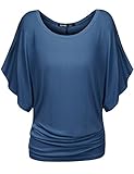 TWINTH Dolman Drape Tunic Plus Size Side Shirring Loose Fit Short Sleeve Top T-Shirts