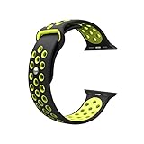 For Apple Watch Band, Wearlizer Soft Silicone Sport Replacement Strap for both Series 1 and Series 2 - 42mm Black and Yellow, Size S