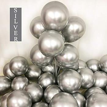 Chrome Sliver Balloons 12inch 50pcs Latex Balloons Metallic Party Balloons Birthday Helium Balloons
