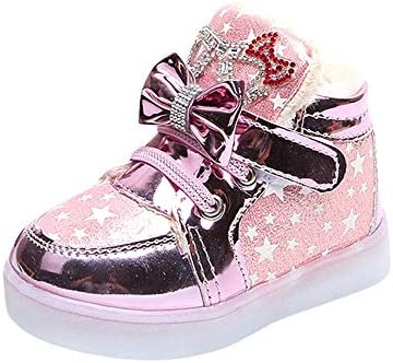 Kids Sneakers Girls, Amiley Kids Baby Boy Girl LED Light Up Sneakers Luminous Leather Sport Outdoor Shoes Pink