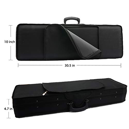 Violin Case 4/4 Full Size Acoustic Violin Oblong Case with Carry Strap for Beginner - Black - Thumbnail 3