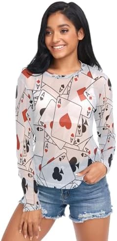 UMIRIKO Sexy Gradient Black Long Sleeve Sheer Tops for Women S