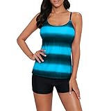 Zando Women Two Piece Bathing Suit Long Torso Swimsuit Tummy Control Swimsuits with Boyshorts Slimming Tankini Swimwear