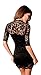 Holly O No.1 Best Seller Women's Sexy Black Lace V-neck Mini Dress Half Sleeves, Black, Large