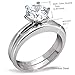 MABELLA His Hers Stainless Steel Men's Band Women Cubic Zirconia Round Cut Wedding Engagement Ring Set