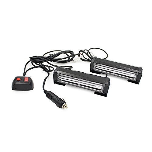 FOXCID New Series Upgrade 2 COB LED 9 Modes Traffic Advisor Emergency Warning Vehicle Strobe Lights for Interior Roof/Dash / Windshield/Grille / Deck Universal Waterproof