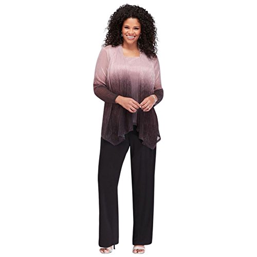 David's Bridal Crinkled Ombre Plus Size Three-Piece Pantsuit Style 950136, Black, 24W