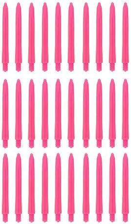 10 sets of 3 (30 Pieces) 2ba Deflectagrip Fluro Neon Pink nylon dart shafts Short size 35 mm 1 1/2"
